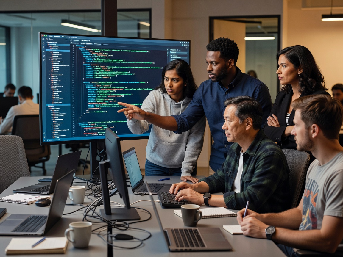 Software Engineering Team Analyzing AI Pair Programming Code
